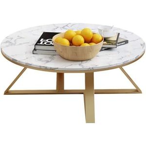 JLVAWIN Salontafel Kleine Ronde Salontafel/Bijzettafel/Sofa Tafel voor Woonkamer Scandinavisch Modern, Wit Marmeren Dienblad en Metalen Poten (50cm/80cm Optioneel) Nachtkastjes (Maat: 80x80x38cm)