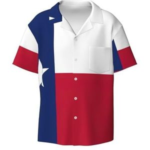 OdDdot Vlag van Texas Print Heren Overhemden Atletische Slim Fit Korte Mouw Casual Business Button Down Shirt, Zwart, XXL