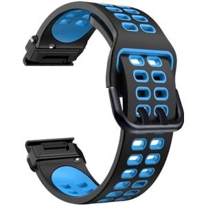 QuickFit 22 mm 26 mm Siliconen Sportarmband geschikt voor Garmin EPIX GEN2 Fenix7 7X Solar/6X 6XPro 5XPlus Forerunner 935 Enduro 2 Armband (Kleur: Zwart Blauw, Maat: Voor Garmin Fenix 6)