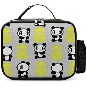 Panda Ananas Afneembare Maaltijd Pack Herbruikbare Lederen Lunch Box Container Draagbare Lunch Bag