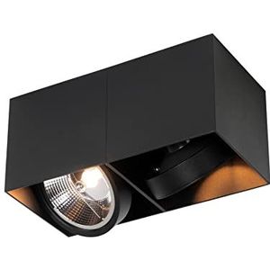 QAZQA - Design spot zwart rechthoekig AR111 2-lichts - Box | Woonkamer | Slaapkamer | Keuken - Aluminium Rechthoekig - GU10 Geschikt voor LED - Max. 2 x 50 Watt