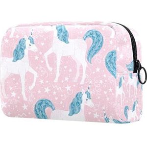 Make-up tas voor portemonnee draagbare cosmetische tas rits make-up zakje reizen toiletartikelen waszak voor vrouwen, roze haaien, MultiColor 09, 18.5x7.5x13cm/7.3x3x5.1in