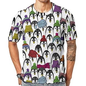 Leuke pinguïns kleurrijke hoeden mannen Crew T-shirts korte mouw T-shirt casual atletische zomer tops