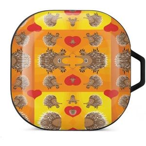 Hedgehog Heart Deer Oordopjes Hoesje Compatibel met Samsung Hard Shell Beschermhoes Zwart-Stijl