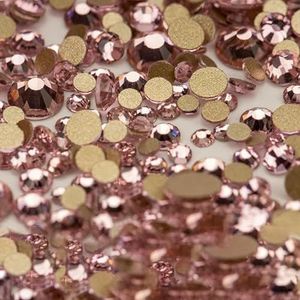 14400 stuks groothandel SS4-SS20 mixformaat glazen strass steentjes kristal niet-hotfix gouden flatback stenen voor doe-het-zelf nagelkunst accessoires-lichtroze-mi
