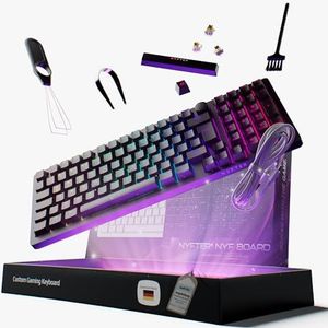 Nyfter - 98% gaming keyboard - dubbele demping, PRE-LUBED Gateron gele schakelaars, hot swappable, 100% RGB-verlichting, ISO DE lay-out NYFBOARD GEN2 gaming toetsenbord