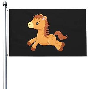 Tuin Vlag Leuke Paard Yard Vlaggen Kamer Decor Indoor Vlag 2 Metalen Oogjes Decoratieve Vlag, Voor Feesten, Parade, 90x150cm