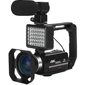 Videocamera, 2 STUKS 4K Camcorder Digitale Video Camera for Streaming Vlog Recorder 18X Time-Lapse Webcam Stabilizer(128G SD Card,NA-U800-LT)