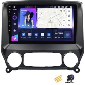ZARAPLUS Android 14 autoradio, navigatie, Bluetooth 2 DIN autoradio voor Chevrolet Silverado-display, auto, 9 inch multimedia-ondersteuning, Carplay/Auto/DSP/RDS FM/stuurbediening, NF3