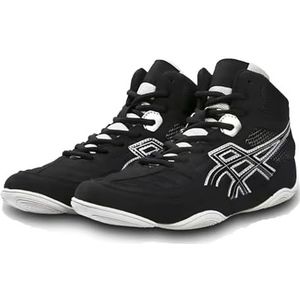 Worstelen Schoenen voor Volwassenen en Jongeren,Ademende Vechtlaarzen,Comfortabele Sneaker,Trainingsboksschoenen voor Heren,Dames Worstelschoenen Ademend Hoge Top(Black,43 EU)