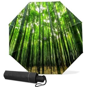 GISPOG Automatische opvouwbare paraplu, bamboebomen waterdichte compacte zon en regen reisparaplu's voor dames en heren, 1 kleur, Eén maat