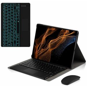 Toetsenbordhoes voor Samsung Galaxy Tab S9 Ultra 14.6 inch 2023 (SM-X910/X916B), Magnetisch Afneembaar Draadloos Achtergrondverlichting Toetsenbord met Bluetooth Muis