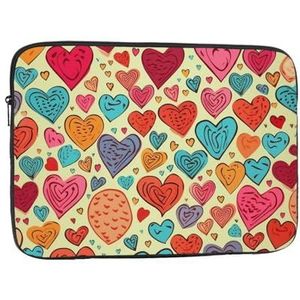 Kleurrijke hart patroon laptop sleeve tas voor vrouwen, schokbestendige beschermende laptop case 10-17 inch, lichtgewicht computer cover tas, ipad case