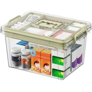 SLTAXAR Medicijndoos, grote medicijnenopslag, reizen, medicijnenorganizer, box 31 x 21 x 17 cm, medicijnbox, huisapotheek, medicijnenbox, kunststof, EHBO-doos, medicijndoos voor thuis