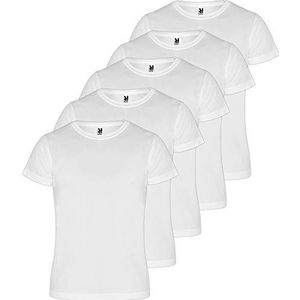 Roly T-shirt (verpakking 5) sportshirt voor fitness of hardlopen, ademend, Wit, XL