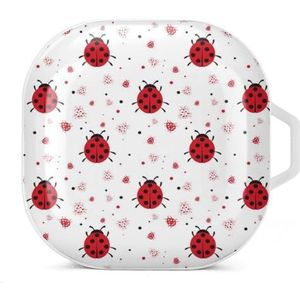 Lieveheersbeestjespatroon oordopjes hoesje compatibel met Samsung harde beschermhoes witte stijl