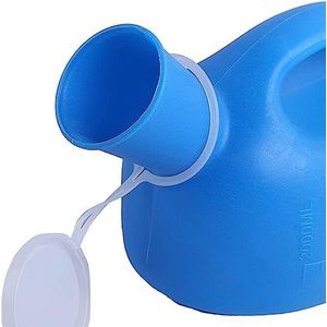 Urinebeker, Draagbare herbruikbare urinoirfles for mannen met schroefdeksel, maatverdeling, blauw, 2000 ml