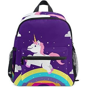 Eenhoorn Leuke Regenboog Sky Peuter Voorschoolse Rugzak Boekentas Mini Schoudertas Rugzak Schooltas Voor Pre-K 1-6 Jaar Reizen Jongens Meisjes, Patroon, 10x4x12(in)