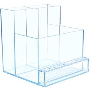 3 Rij 10 Gaten Nail Boren Houder Display Manicure Gereedschap Transparant Blauw