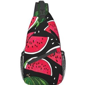 Mooie zeesterprint heuptas voor dames en heren, modieuze crossbody-tassen, draagrugzak met verstelbare riem, Watermeloen, Eén maat