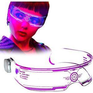Kleurrijke led-technologiebril, led-lichtbril, led-vizier, futuristische bril, lichtgevende bril met 7 kleuren, voor kostuum, cosplay, Halloween, Alien Space Theme, feestkostuum voor dames en heren