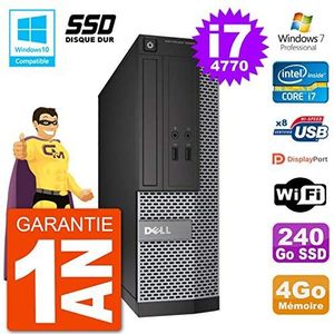 DELL PC 3020 SFF Intel i7-4770 RAM 4 GB SSD 240 GB DVD-brander WiFi W7 (gereviseerd)
