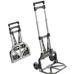 ATHLON TOOLS Aluminium transportwagen inklapbaar - extra lange telescopische handgreep 110 cm - laadvlak met anti-slip pads - lichtlopende wielen met zachte loopvlakken - incl. 2 expanderkabels -