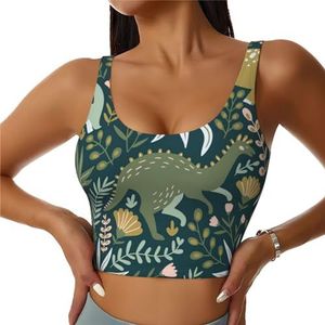 Leuke Dinosaurus Print Casual Wear Vrouwen Sport Vest Yoga Vest Workout Vest Voor Vrouwen Lichtgewicht Trendy, Zwart, S