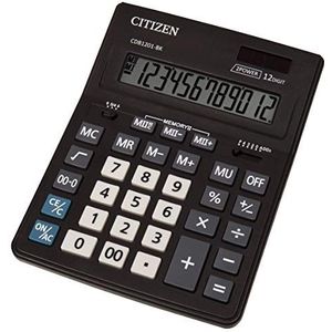 Citizen CMB 1201-BK Handige rekenmachine, 12 cijfers, zonne-energie en batterij, zwart, 20,5 x 15,5 cm (TXB), 1 stuk