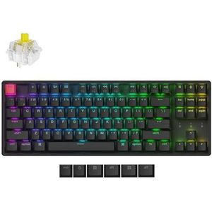 Keychron K8 Version 2 Draadloos Mechanisch Toetsenbord, Bluetooth/USB-C, RGB LED, QMK/VIA, Hot-swap, Programmable, PBT Keycaps, For Mac Windows, Super Banana Switch