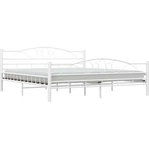 vidaXL Bedframe Metaal Wit 180x200 cm Bed Ledikant Frame Bedframes Bedden