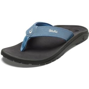 OLUKAI Ohana strandsandalen voor heren, sneldrogende teenslippers, waterafstotend en licht, compressiegevormd voetbed en ultrazachte comfortabele pasvorm, Blissful Blauw/Donkere Schaduw, 48 EU