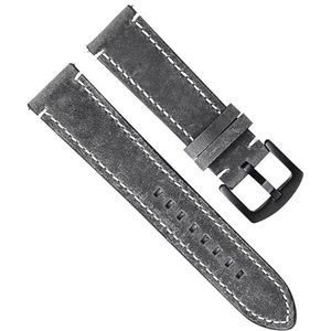 hoosouk Vintage lederen horlogeband voor dames heren horloge armband accessoires band vervanging(Gray,20mm)