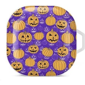 Paarse pompoen oordopjes hoesje compatibel met Samsung hard shell beschermhoes witte stijl