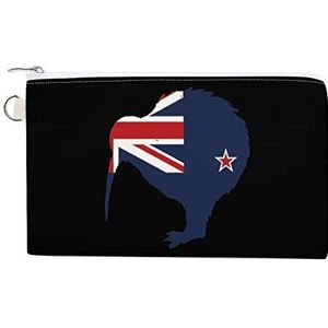 Nieuw-Zeeland Kiwi Vogel Leuke Canvas Portemonnee Pouch Veranderen Portemonnee Creditcardhouder Opbergtas Voor Mannen Vrouwen