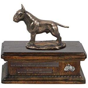 Bull Terrier, Urn for Dog Ashes Memorial met standbeeld, naam en citaat - ArtDog Gepersonaliseerd