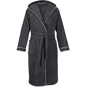 LAYNENBURG Badjas Heren Badstof - Kap - lang - 100% Katoen (360g/m2) - OEKO TEX Standard 100 - Maat (XXXL, Antraciet)