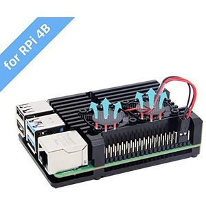 Geekworm Raspberry Pi 4 Armor aluminium behuizing met ventilator, Raspberry Pi passieve koelbehuizing, metalen behuizing, alleen voor Pi 4 Model B (behuizing met ventilator, zwart)