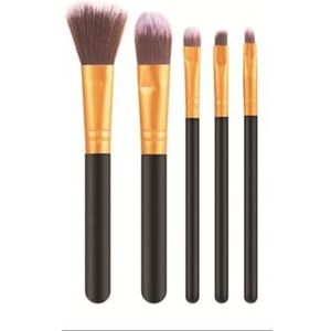 Make-up Kwasten Make-upkwastenset Met Kunststof Handvat, 5 Stuks For Oog- En Gezichtsmake-upkwasten Make-up Kwasten Draagbare(Yellow)