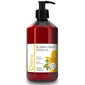 Oïléna - Massageolie met 100% natuurlijke sint-janskruidolie | Kalmerend, kalmerend, regenererend | Cutaan, genezend gebruik | Ideaal voor atleten, transparant, 250 ml