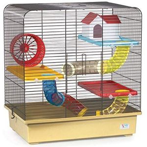 Decorwelt Hamsterstokken, beige, buitenmaten, 49 x 32,5 x 52,5 cm, knaagkooi, hamster, plastic kleine dieren, kooi met accessoires