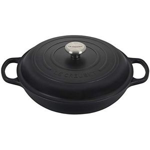 Le Creuset Signature Braadpan, gietijzer, ondiep, 30 cm, satijnzwart