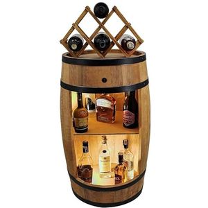 CREATIVE COOPER Vat bar led met wijnhouder - wijnrek - houten vat huisbar 80x50cm - rustieke decoratieve barkast wijnstandaard - wijnkast (eiken)