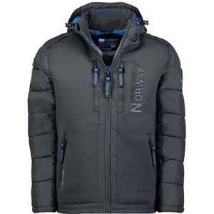 Geographical Norway Winterjas voor heren, gewatteerd, met capuchon, warm gevoerd, voor skiën/snowboarden, winter/herfst, maat S tot 7XL, donkergrijs, 5XL