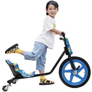 Drift Trike Driftscooter, 360 graden, pedaal, go-kart voor kinderen, achterwiel met verlichting, 100 kg, voor kinderen vanaf zes jaar, om te leren rijden of plezier te hebben (blauw nummer)