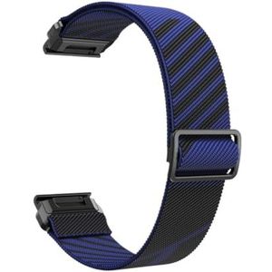 22 mm elastische nylon band geschikt for Garmin Fenix ​​5 6 7 Quick Fit riem geschikt for Instinct/Forerunner 965/955/Approach S62 horlogeband armband (Color : Blue Black, Size : 22mm)
