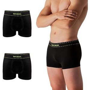 NOLOGO Work Boxershorts voor heren, van microvezel, 2 stuks, technisch sportondergoed, elastisch en ademend, technische onderbroek voor heren, naadloos, gemaakt in Italië, zwart, 2 stuks, S/M