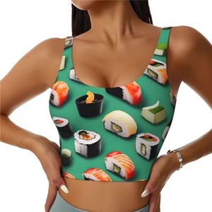 Sushi Voedsel Print Comfortabele Vrouwen Sport Vest Yoga Workout Vest Voor Vrouwen Lichtgewicht Zomer, Zwart, S