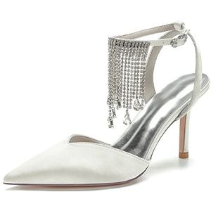 Bruids Bruiloft Pumps Dames Hoge Hak Punt Teen Vrouwen Satijn Bruiloft Hakken,ivoor,43 EU