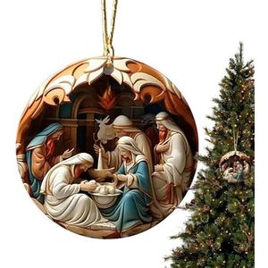 YAVQVIN Kerststal Scene Ornament - Kerststal Scène Cadeau, Christelijke Boom Ornamenten, Jezus Geboorte Decoraties, Religieuze Home Decor